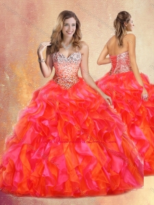 Pretty Ball Gown Multi Color Sweet 15 Quinceanera Dresses with Beading and Ruffles