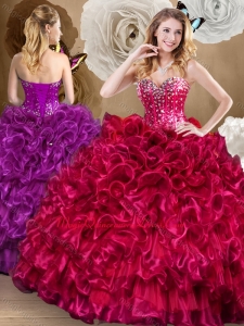 Pretty Ball Gown Sweet 15 Dresses with Beading and Ruffles