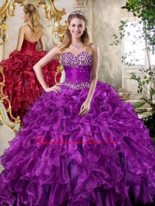 Super Hot Sweetheart Purple Sweet 15 Quinceanera Dresses with Beading and Ruffles