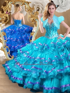 2016 Perfect Ball Gown Sweet 15 Dresses with Ruffled Layers