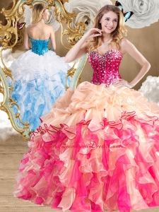 New Style Multi Color Sweet 15 Quinceanera Dresses with Beading and Ruffles