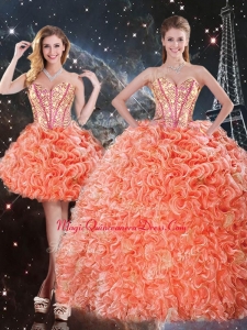 Pretty Detachable Sweetheart Beading and Ruffles Quinceanera Dresses