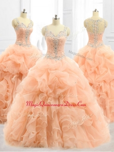 Cheap Straps Beading and Ruffles Custom Made Quinceanera Dresses