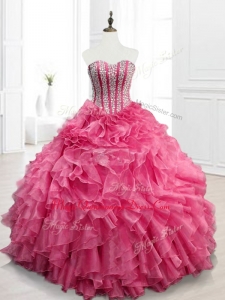 2016 Modest Custom Made Quinceanera Gowns with Beading and Ruffles