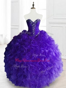 New Style Purple Custom Made Sweet 16 Dresses with Beading and Ruffles