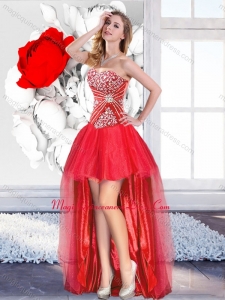 Affordable Red High Low 2016 Dama Dresses with A Line