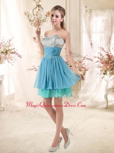 Discount Sweetheart Bridesmaid Dresses with Sequins and Hand Made Flowers