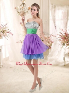 New Arrival Sweetheart Multi Color Short Dama Dresses with Sequins
