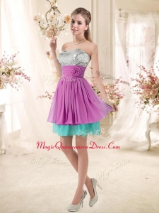 New Arrival Sweetheart Sequins and Belt Dama Dresses in Multi Color
