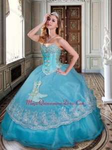 New Arrivals Ball Gown Baby Blue Sweet 16 Dress with Appliques and Beading