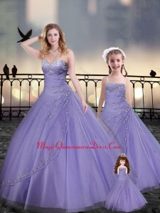 Lavender Macthing Sister Dresses in Tulle with Beading and Appliques