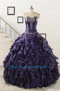 Luxurious 2015 Ball Gown Purple Quinceanera Dresses with Appliques