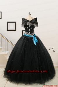 Cheap Black Quinceanera Dresses with Appliques