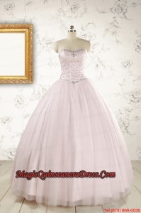 2015 Pretty Beading Light Pink Quinceanera Dresses