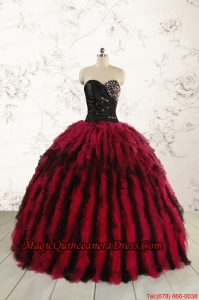 Luxurious Sweetheart Beading Quinceanera Dresses in Red and Black