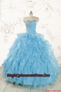 Baby Blue 2015 Prefect Quinceanera Dresses with Beading and Ruffles