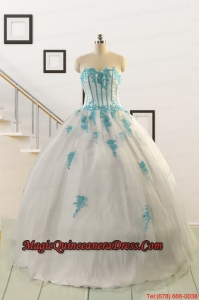 2015 Affordable White Quinceanera Dresses with Appliques