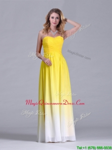 2016 Discount Empire Sweetheart Ruched Long Dama Dress in Gradient Color