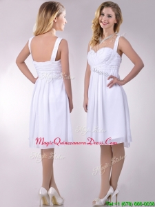 New Applique Decorated Straps and Waist White Dama Dress in Chiffon
