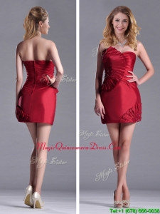 2016 Best Selling Column Wine Red Dama Dress with Asymmetrical Neckline