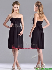 2016 Cheap Empire Knee Length Black Dama Dress in Chiffon