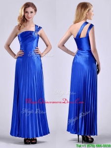 2016 Discount Royal Blue Ankle Length Dama Dress with Beading and Pleats