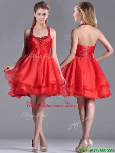 Modern Beaded Decorated Top and Halter Top Dama Dress in Organza