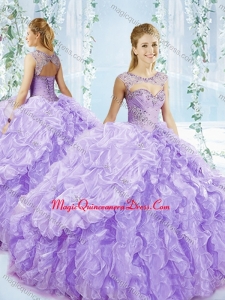 Puffy Skirt Bubble and Beaded Detachable Formal Quinceanera Dress in Lavender