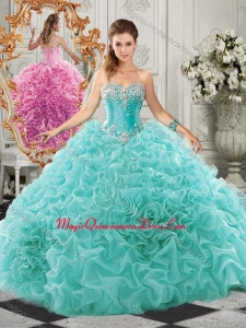Classical Big Puffy Beaded and Ruffled Quinceanera Gown in Organza