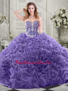 Gorgeous Beaded Bodice and Ruffled Quinceanera Sweet 15 Dress with Chapel Train