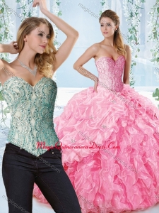 Lovely Rose Pink Detachable Quinceanera Skirts with Beaded Bodice and Ruffles