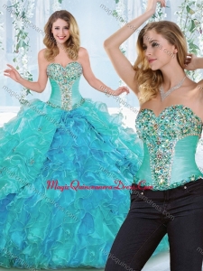 Luxurious Really Puffy Rhinestoned and Ruffled Detachable Quinceanera Dress