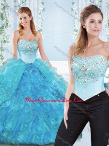 Popular Big Puffy Organza Detachable Quinceanera Dress with Beading and Ruffles