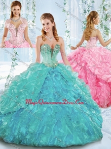 Deep V Neckline Detachable Quinceanera Skirts with Beading and Ruffles
