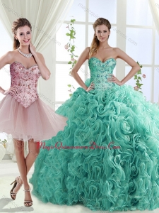 Decent Rolling Flowers Really Puffy Formal Quinceanera Dresses with Beading