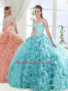 Exclusive See Through Back Beaded Classic Quinceanera Dresses with Straps