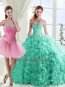 Romantic Rolling Flowers Really Puffy Detachable Quinceanera Dresses in with Beading