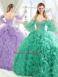 Cute Beaded Big Puffy Detachable Quinceanera Dresses with Brush Train