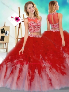 Cute Two Piece Scoop Quinceanera Dress with Beading and Ruffles