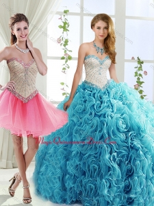 Sophisticated Rolling Flowers Detachable Quinceanera Skirts with Brush Train