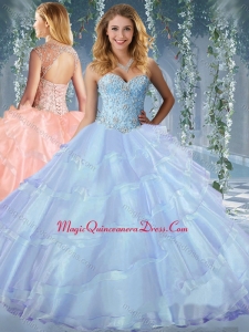 Luxurious Beaded and Ruffled Layers Sweet 15 Dress with Detachable Straps