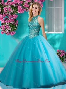 Artistic Big Puffy Halter Top Quinceanera Dress with Beading and Appliques