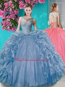 Elegant Open Back Beaded and Ruffled Quinceanera Dress with Removable Skirt