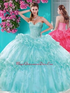 Exquisite Beaded and Pick Ups Quinceanera Dress with Really Puffy