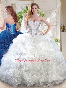 Latest Organza White Sweet 15 Quinceanera Dress with Beading and Ruffles