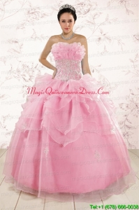 The Most Popular Appliques Baby Pink Dresses for Quinceanera