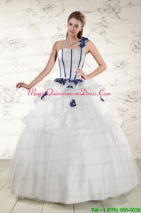 Custom Made White One Shoulder Hand Made Flower Quinceanera Dress for 2015