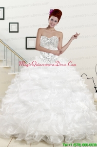 New Sweetheart Sweep Train Beading and Ruffles Quinceanera Dress for 2015