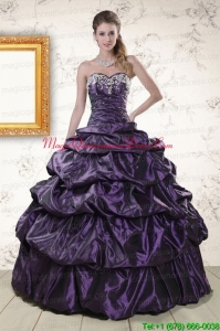 Modern Sweetheart Purple Sweet 15 Dresses with Appliques for 2015