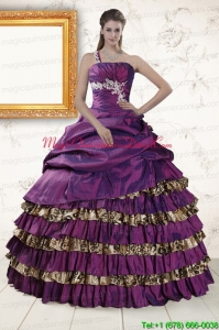 Classical One Shoulder Quinceanera Dresses with Beading and Leopard